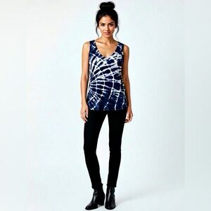 J. Crew Tank Spider Web Tie Dye Indigo Blue Size Small